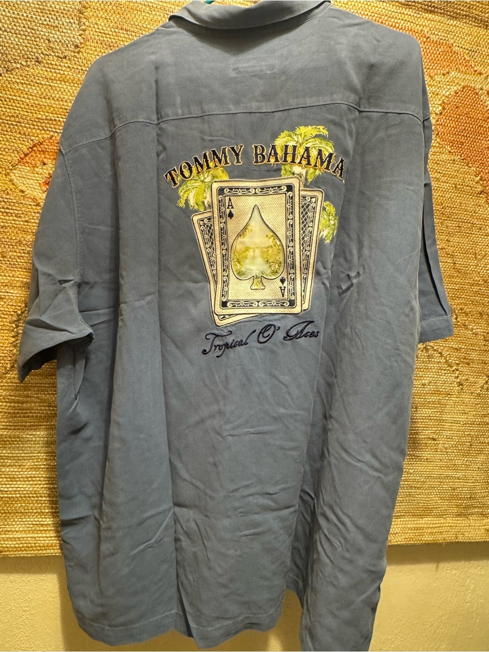 Tommy Bahama Men's Blue Graphic Card-Back Short Sleeve Shirt 2xl